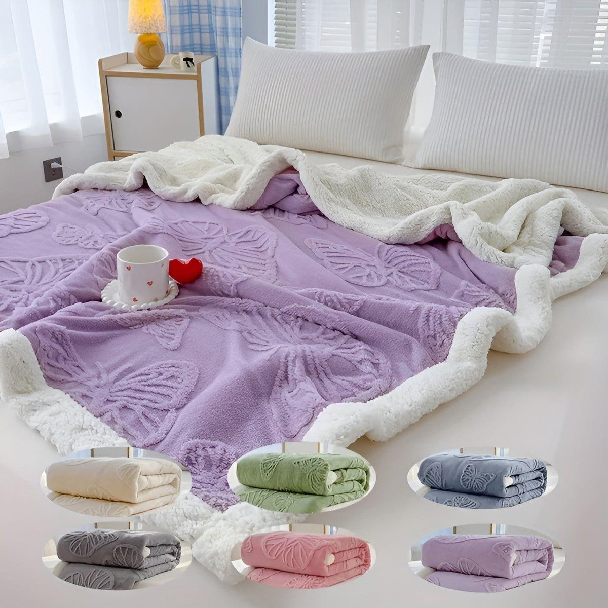 ButterflyDream Pledd – Stilig Brodert Sommerfuglpledd i Varm Fleece