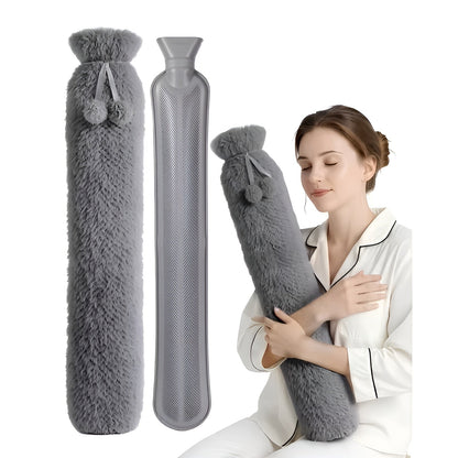 Ekstra Lang Varmtvannsflaske 2 Liter – Ekstra Varm og Koselig | Med Supermykt Fleeceovertrekk