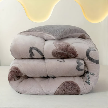 Vattert Fleece-teppe med Hjerte-mønster – Mykt og Varmt | Perfekt for Soverom og Gjesterom - Dynetrekk