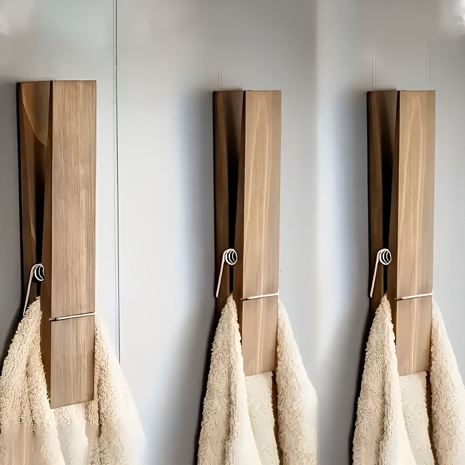 Håndkleholder Sett (3 stk.) – Retro Industrielt Veggdesign i Tre | Dekorativ og Plassbesparende for Bad og Gjeste-WC