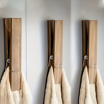 Håndkleholder Sett (3 stk.) – Retro Industrielt Veggdesign i Tre | Dekorativ og Plassbesparende for Bad og Gjeste-WC