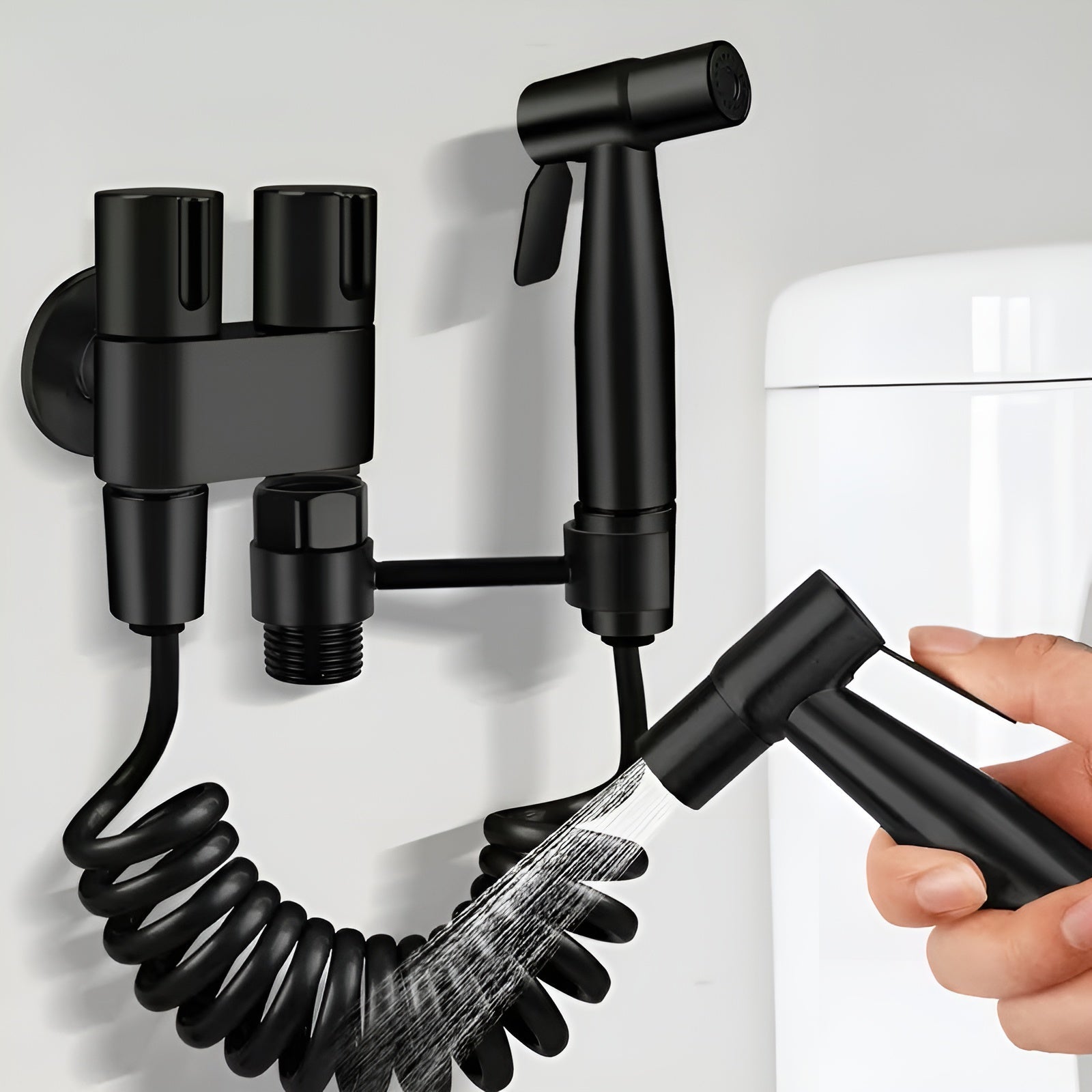 Bidet Hånddusj Sett – Hygienisk og Allsidig | Rustfritt Stål for Bad og Toalett - SUS304 - Svart Bidésett