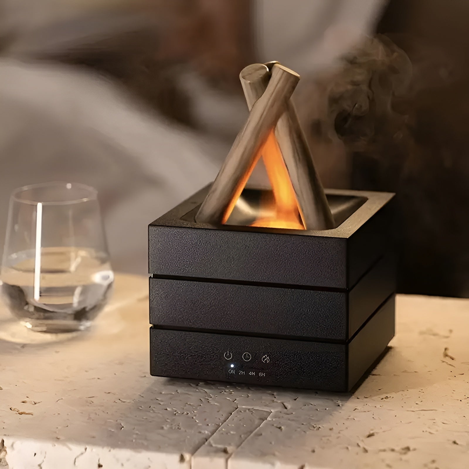 Aroma Diffuser med Flammeeffekt – Luftfukter & LED Stemningslys | Beroligende og Dekorativ for Hjemmet