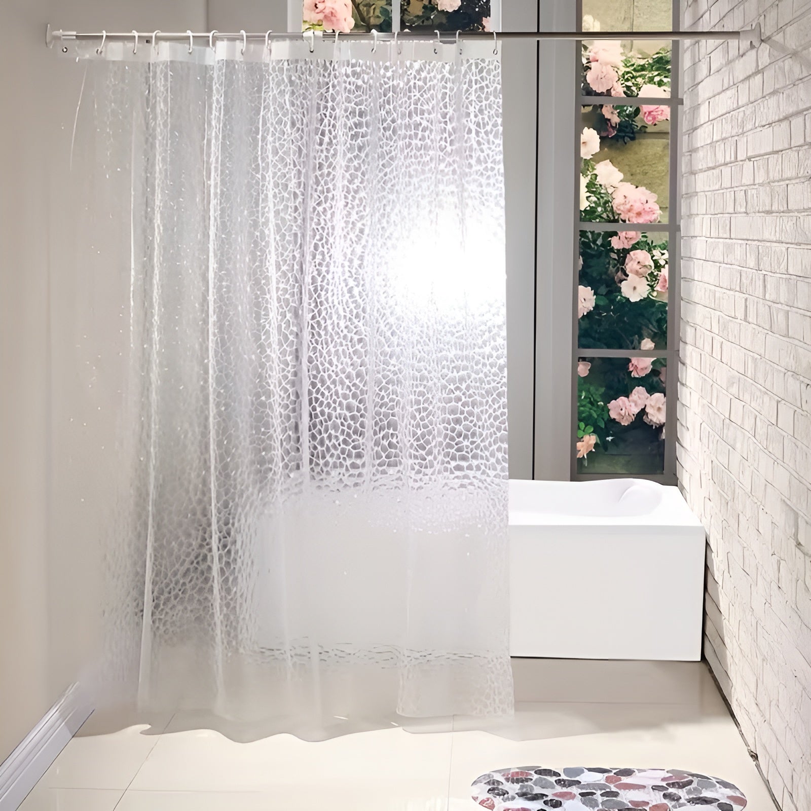 Dusjforheng med Vannmønster – Halvtransparent og Lettstelt | Moderne Dekor til Badet