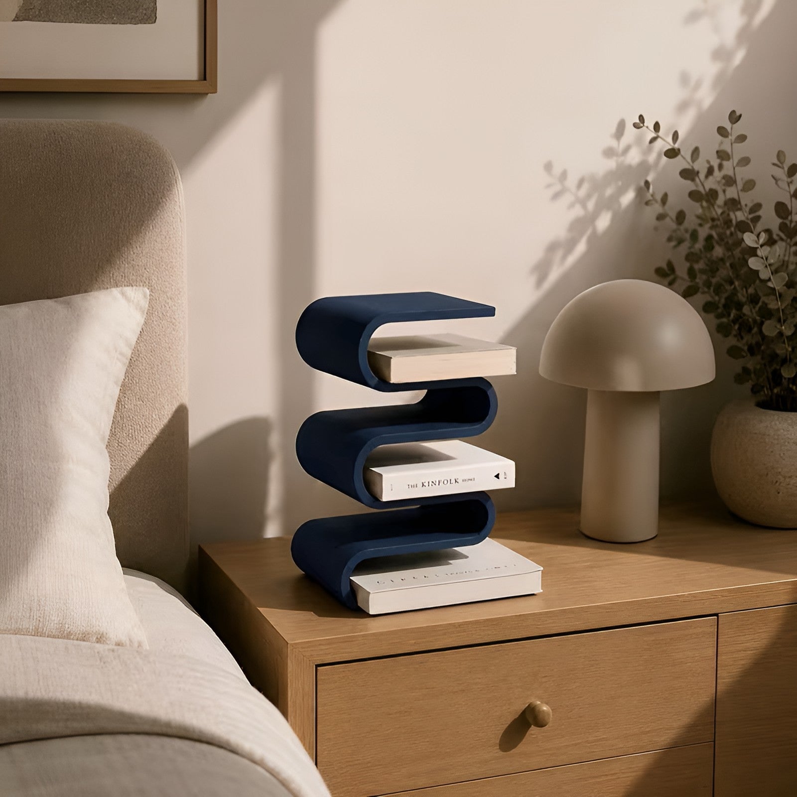 Skulpturell Bokholder – Moderne 3D-printet Design | Stilfull Dekor til Skrivebord og Hylle