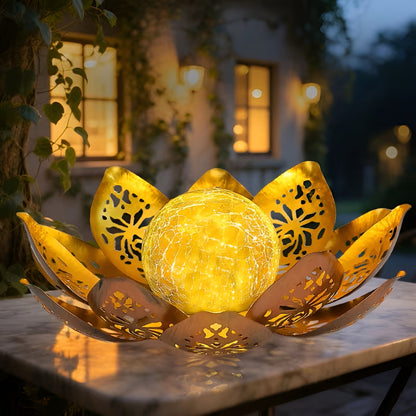 Solcelledrevet Lotusblomst-lampe – Dekorativ Utendørsbelysning Til Hage, Terrasse Og Balkong
