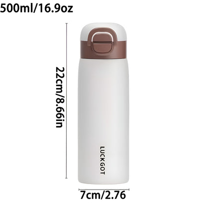 LuckGot Isolert Vannflaske – 500 ml, Varm/Kald i 24 Timer | Dobbeltvegget og Vakuumisolert