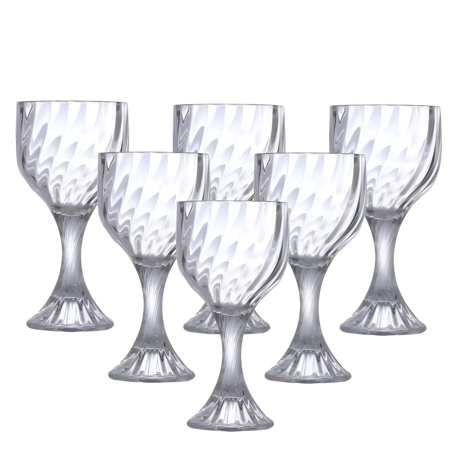 Retro drikkeglass med stett (6 stk) – Dekorative i rillet vintage-design | Elegante til borddekking og servering