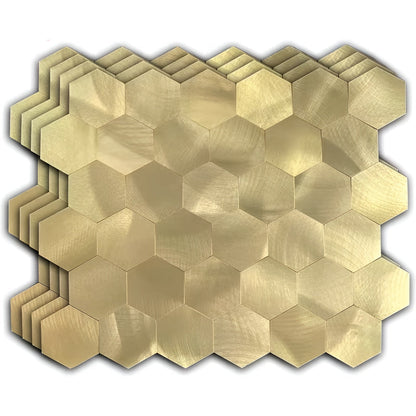 Mosaikk Veggklistremerker (10 stk) – Dekorative Fliser i Metalloptikk | Perfekt til Kjøkken Stue eller Backsplash