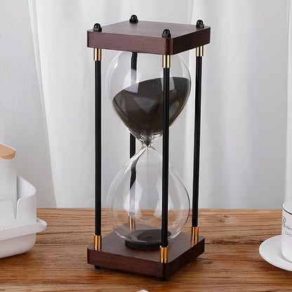 Gratis 60-minutters Timeglass – Kreativt Dekorativt Retrodesign I Svart | Metallramme Med Ripebestandig Sokkel
