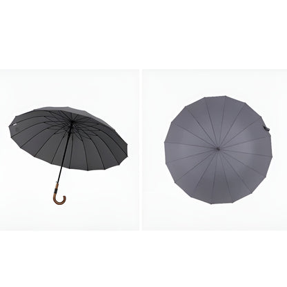 Stor Regnparaply – 120 cm Skjerm, Trehåndtak | Klassisk Design