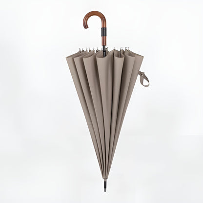 Stor Regnparaply – 120 cm Skjerm, Trehåndtak | Klassisk Design