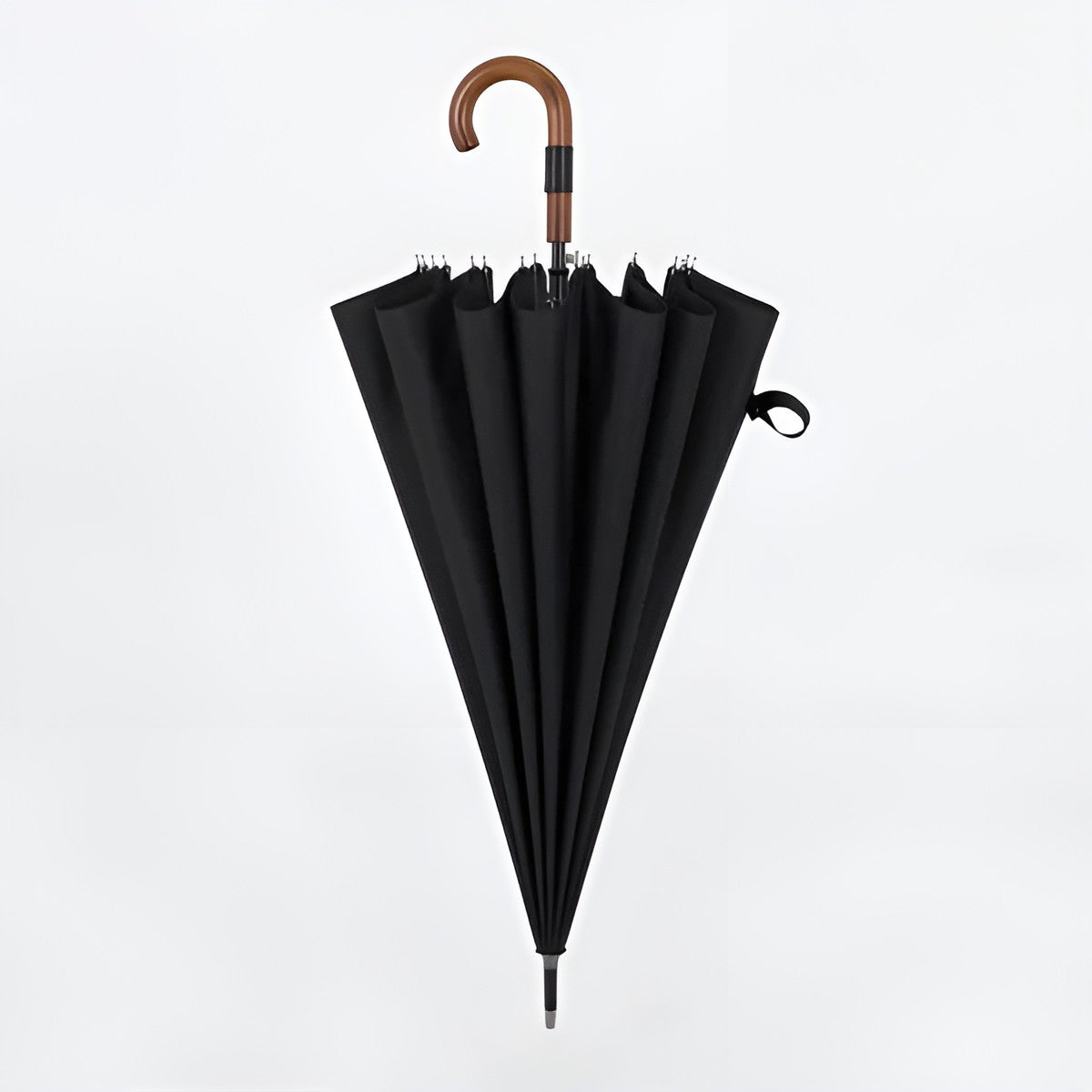 Stor Regnparaply – 120 cm Skjerm, Trehåndtak | Klassisk Design