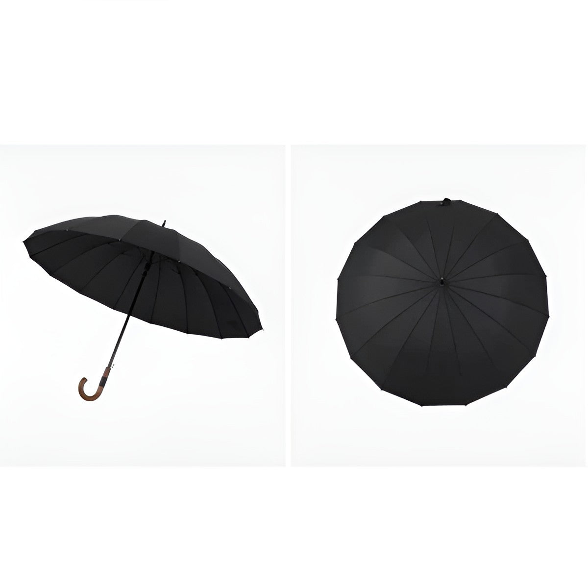 Stor Regnparaply – 120 cm Skjerm, Trehåndtak | Klassisk Design