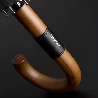 Stor Regnparaply – 120 cm Skjerm, Trehåndtak | Klassisk Design