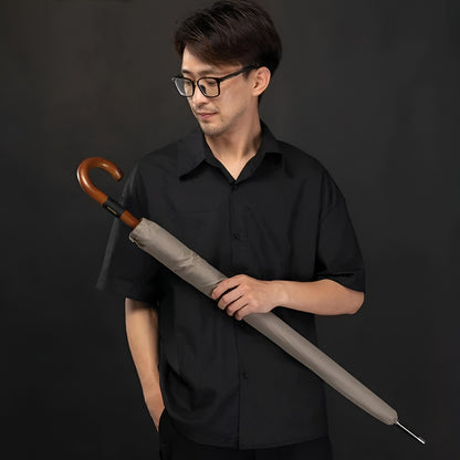 Stor Regnparaply – 120 cm Skjerm, Trehåndtak | Klassisk Design