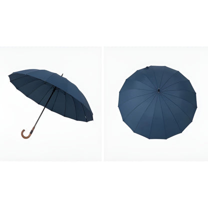 Stor Regnparaply – 120 cm Skjerm, Trehåndtak | Klassisk Design