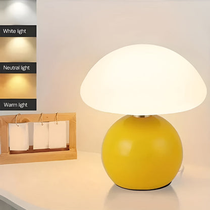 Kremfarget Bordlampe i Soppdesign – Stilfull Retro Leuchte | Perfekt for Soverom og Stue