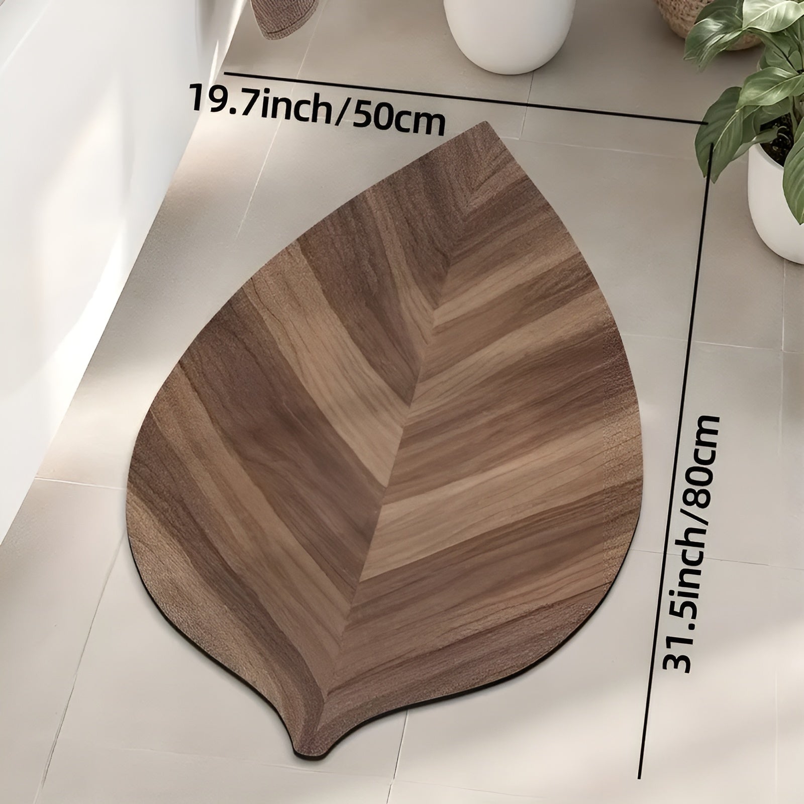 Baderomsmatte i Bladform – Vannabsorberende og Sklisikker | Hurtigtørkende Teppe for Dusj og Vask