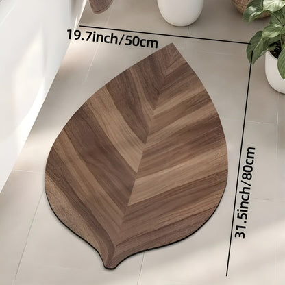 Baderomsmatte i Bladform – Vannabsorberende og Sklisikker | Hurtigtørkende Teppe for Dusj og Vask