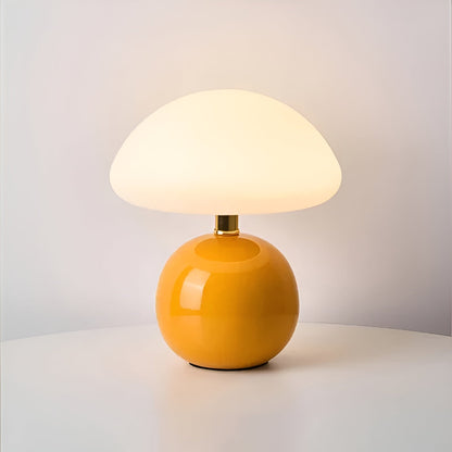 Kremfarget Bordlampe i Soppdesign – Stilfull Retro Leuchte | Perfekt for Soverom og Stue