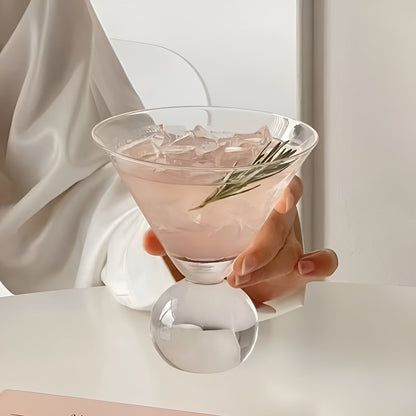 Retro Martiniglass Uten Stilk, 250 ML – Rosa Krystallcocktailglass I Vintage-design, Kan Brukes Om Igjen Og Tåler Oppvaskmaskin