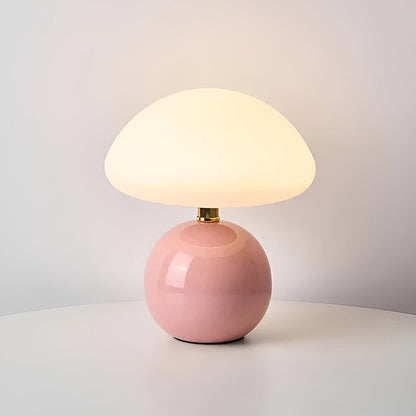 Kremfarget Bordlampe i Soppdesign – Stilfull Retro Leuchte | Perfekt for Soverom og Stue
