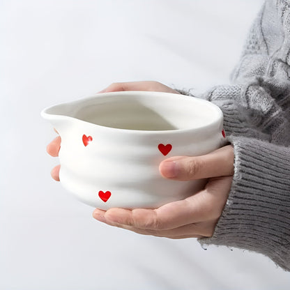 Matcha-sett Med Hjertedesign - 1/3/4/5-delt Tut Og Bambusvisp | Ideell For Hjemmebruk