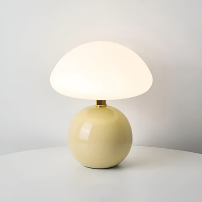Kremfarget Bordlampe i Soppdesign – Stilfull Retro Leuchte | Perfekt for Soverom og Stue
