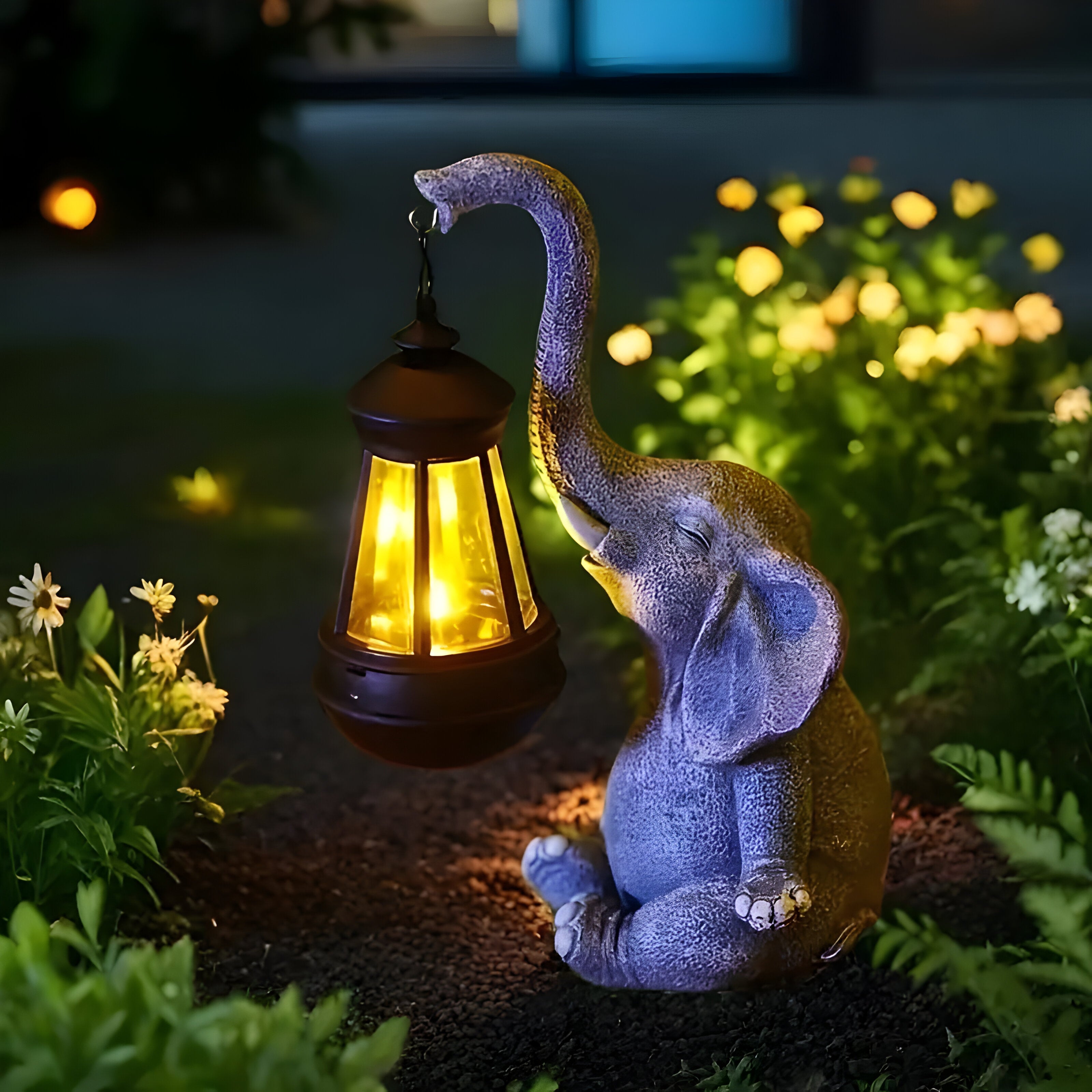 Klaren – Solardrevet Elefantstatue Med Led-lys