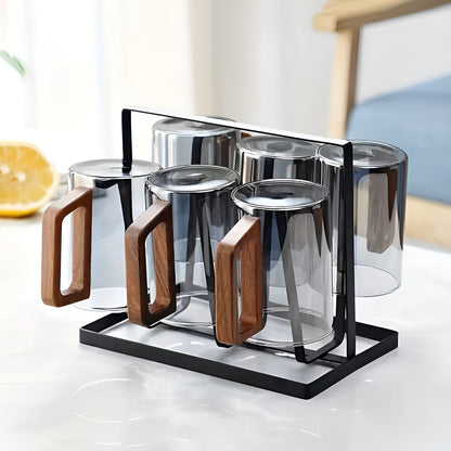 Glasskrussett med Trehåndtak – Varmebestandig og Elegant | Perfekt for Te Vann og Servering - Sett med glass og kopper