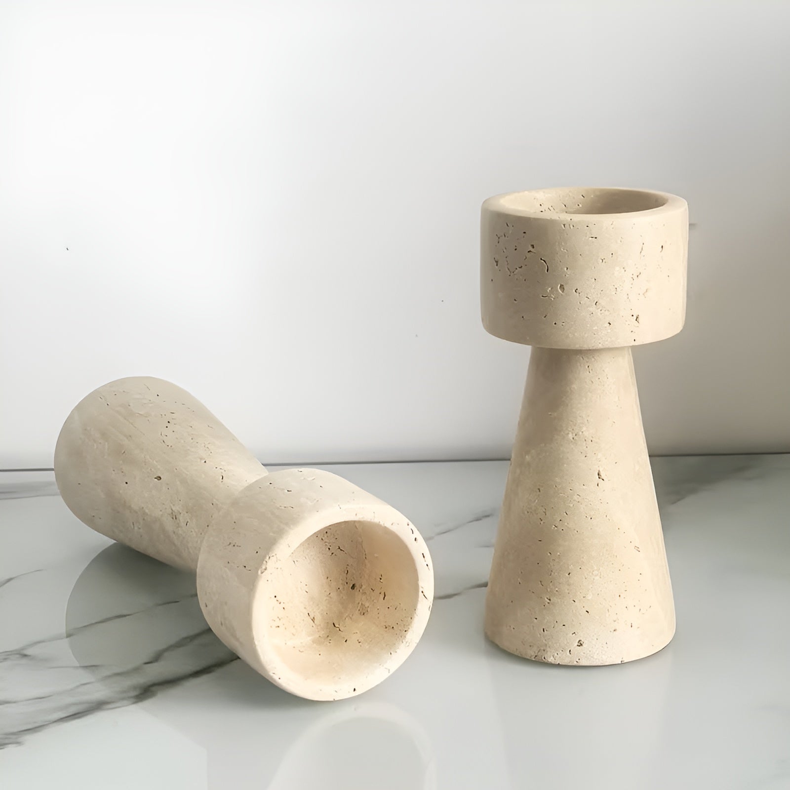 Marmorkerzenholder i Naturstein – Elegant og Dekorativ | Perfekt for Bord Bryllup og Hjem - Lysholdere