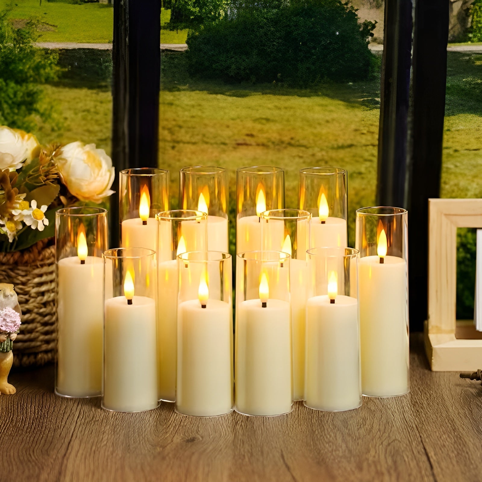 Sett Med 12 Flimrende Led-lys – Stemningsfull Belysning Uten Brannfare | Med Fjernkontroll Og Timer