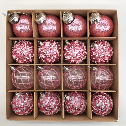 Julekuler Sett (16 stk, Ø 6 cm) – Elegante Kuler i Champagne | Perfekt til Juletreet