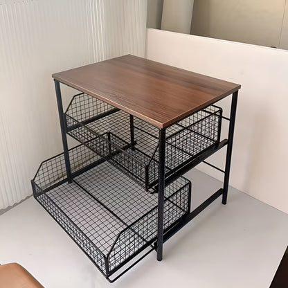 Benkeorganisator til Kjøkken – Praktisk Oppbevaring med Skuff og Metallkurv | Perfekt for Orden og Plassbesparelse