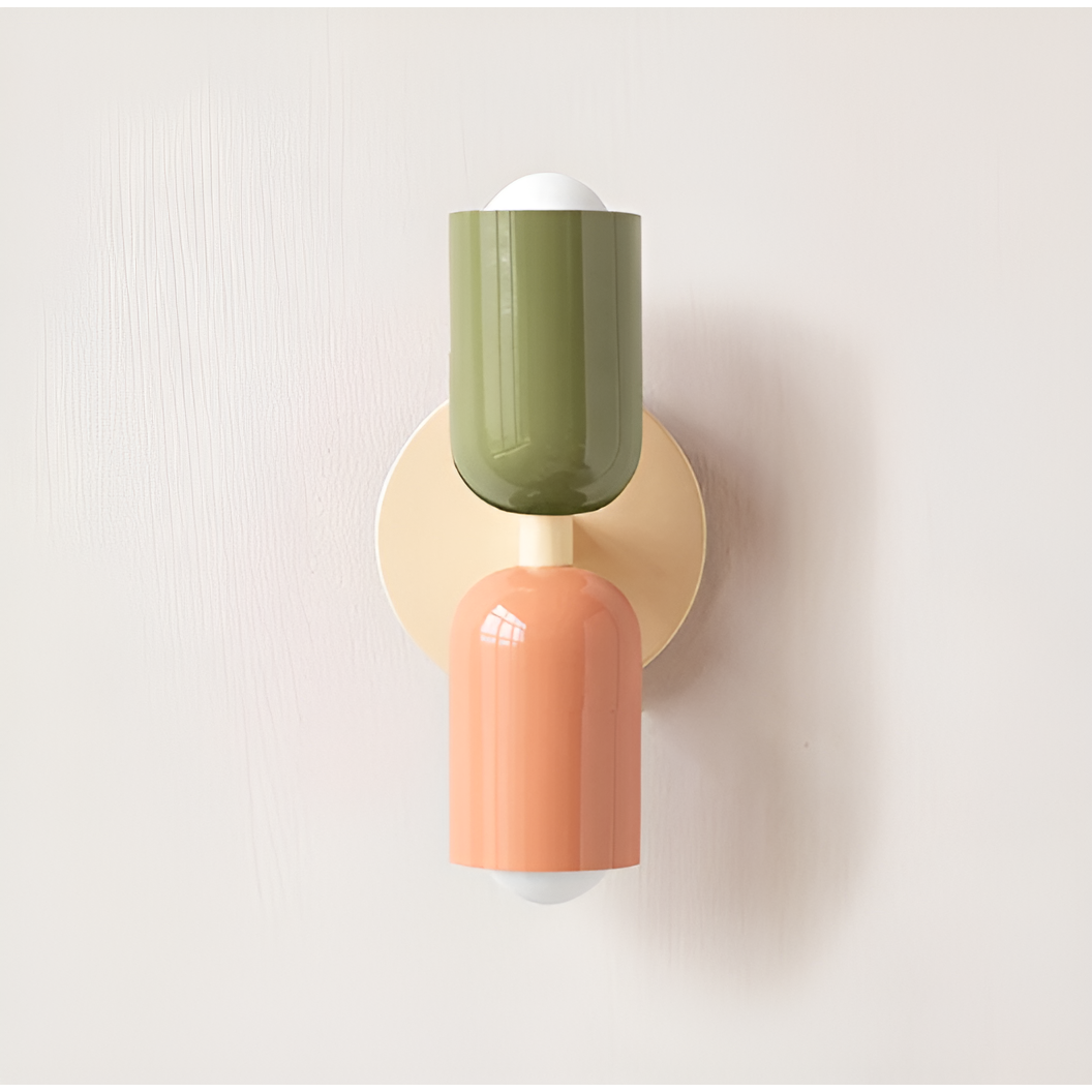 Wabi Duo LED-vegglampe – Grønn / Rosa og Beige