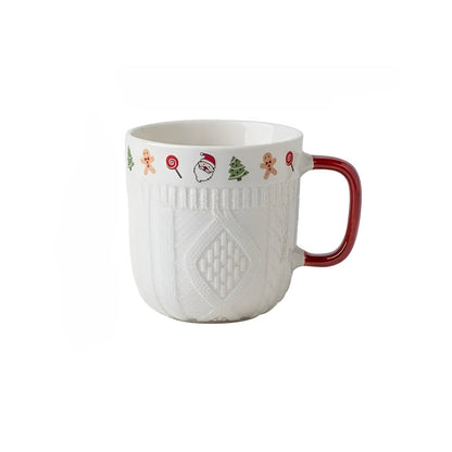 Krus i Keramikk (2 stk) – Søtt Julemotiv med Relieff | Perfekt Gavesett til Par og Varme Drikker