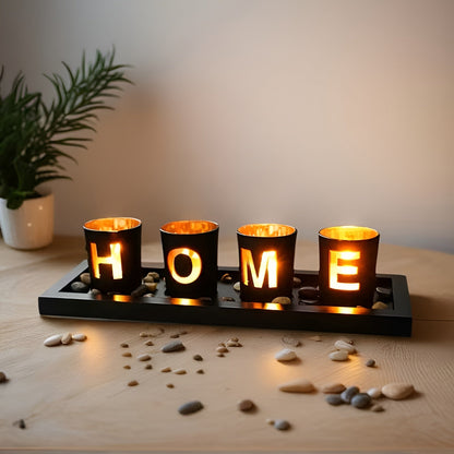 Glasslysestake med Tresokkel – Dekorativ og Lun Stemning | Perfekt for Telys og Hjemmedekor