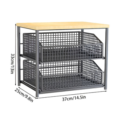 Benkeorganisator til Kjøkken – Praktisk Oppbevaring med Skuff og Metallkurv | Perfekt for Orden og Plassbesparelse