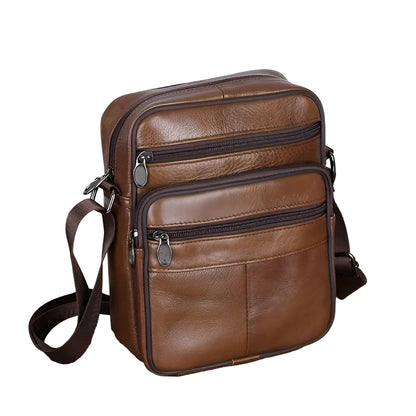 Skulderveske I Skinn For Menn – Romslig Crossbody-veske Med Justerbar Skulderrem | Sansoti