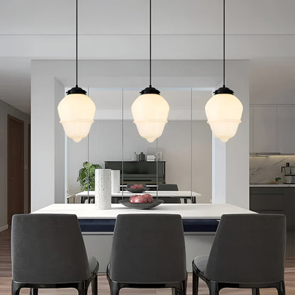 Hengelampe I Frostet Glass - Vintagedesign Med Geometrisk Glass