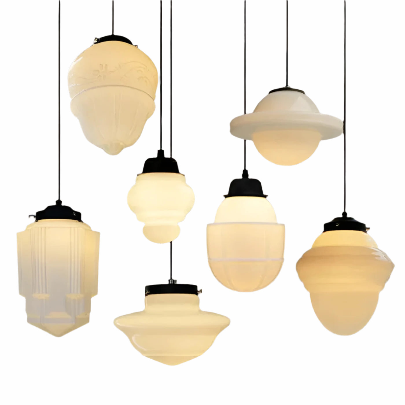 Hengelampe I Frostet Glass - Vintagedesign Med Geometrisk Glass