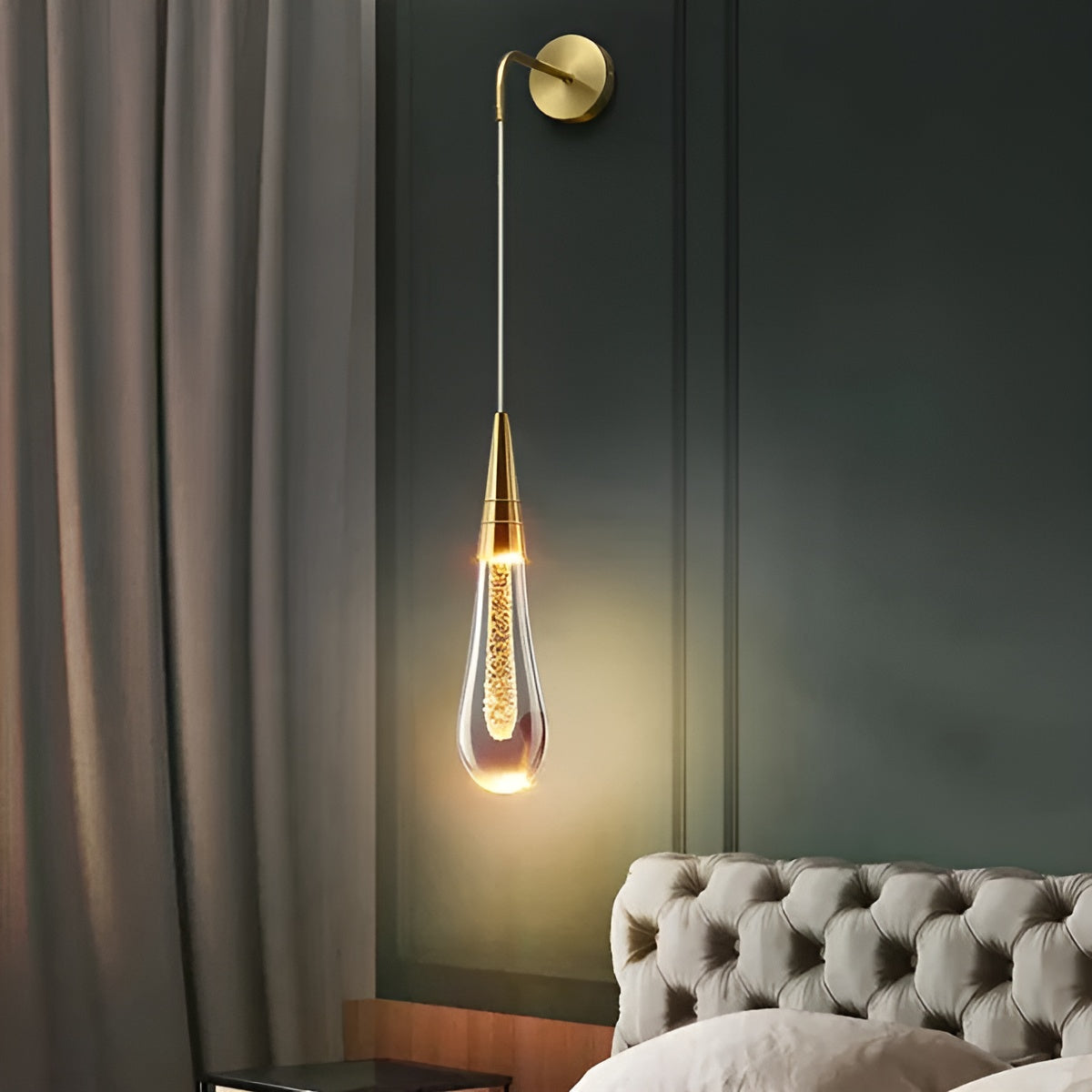 Glitrende Regndråper Krystallpendellampe – Stilig Og Elegant Vegglampe Perfekt For Soverommet