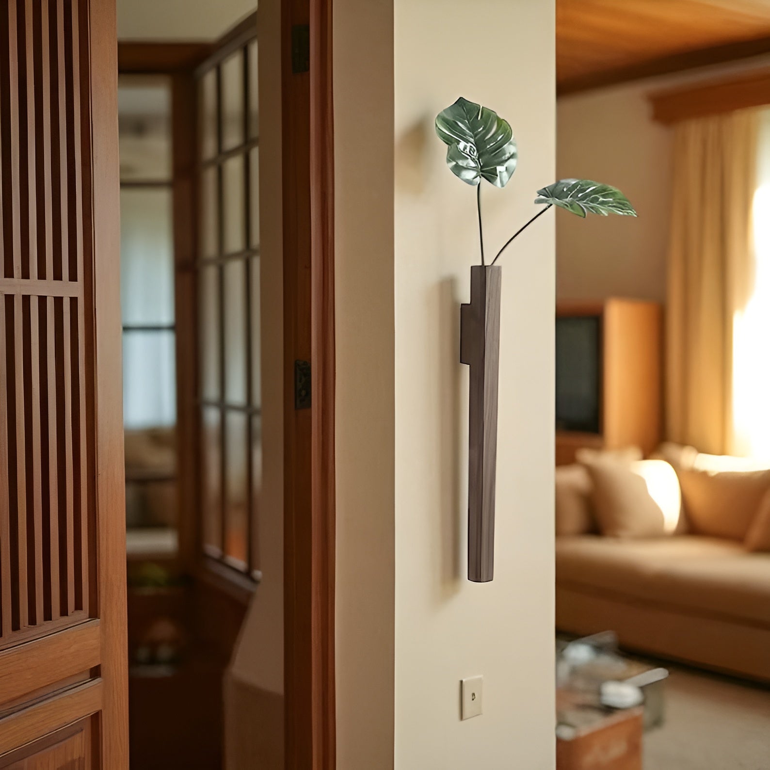 Vase I Tre Til Veggmontering – Rustikk Og Dekorativ Veggdekorasjon | Ideell For Moderne Oppholdsrom