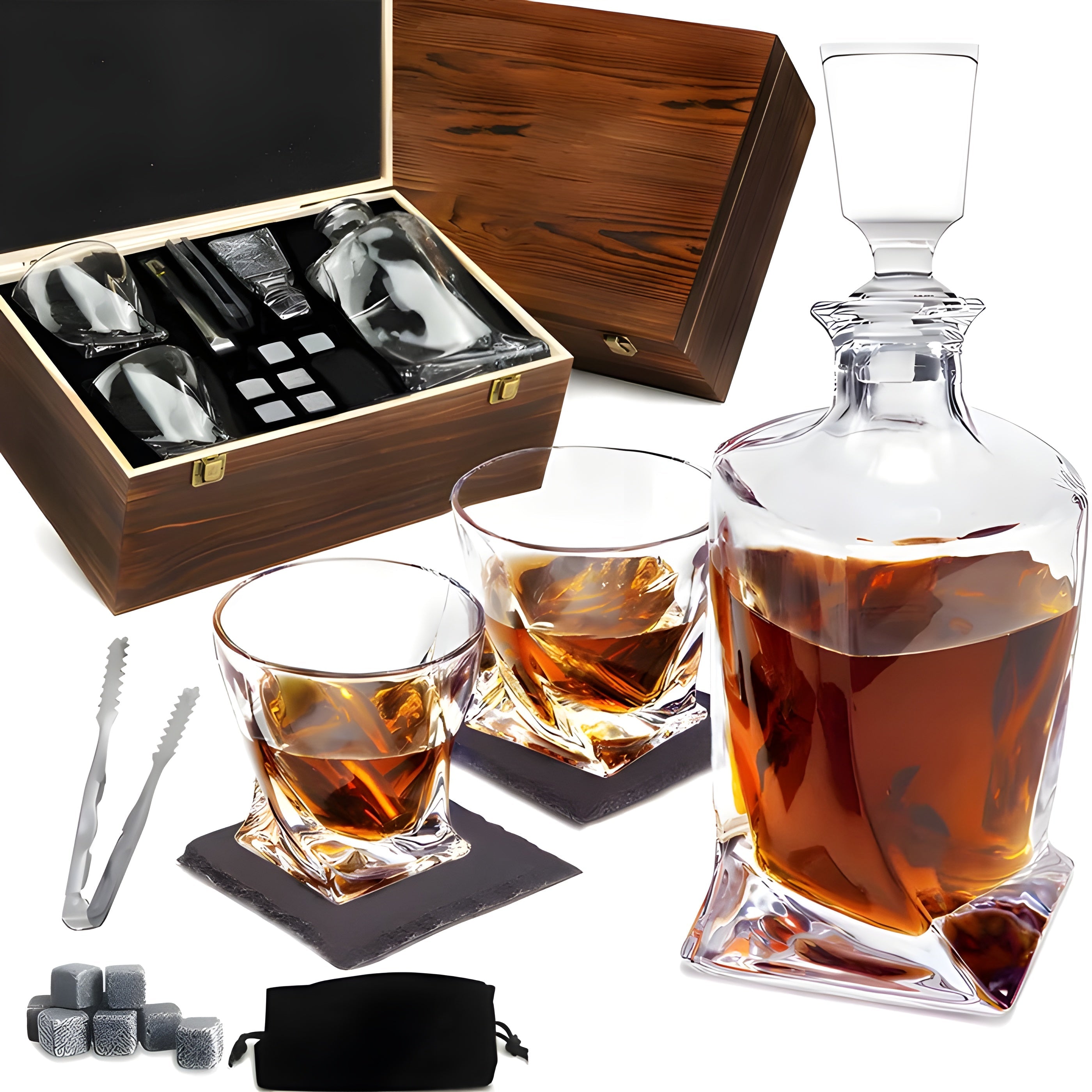Whiskeykaraffel Sett – Elegant med Glass og Kjølesteiner