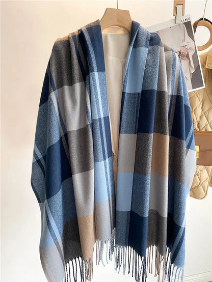 Kasjmir Vinterskjerf med Klassisk Rutemønster 200x65 cm – Luksuriøst Skjerf for Dame og Herre