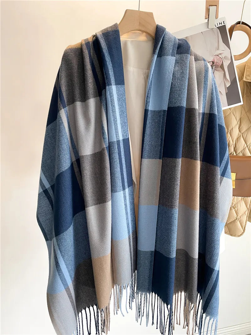Kasjmir Vinterskjerf med Klassisk Rutemønster 200x65 cm – Luksuriøst Skjerf for Dame og Herre