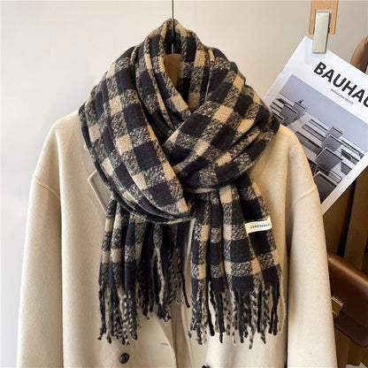 Kasjmir Vinterskjerf med Klassisk Rutemønster 200x65 cm – Luksuriøst Skjerf for Dame og Herre