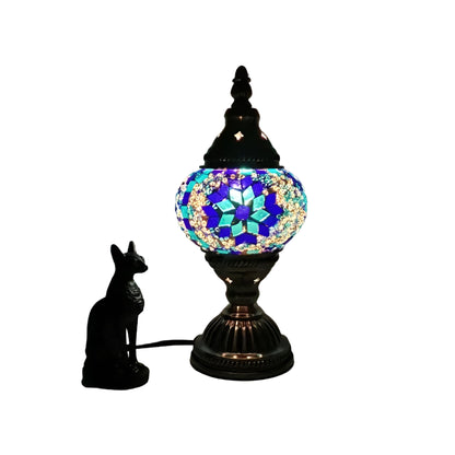 Vintage Mosaik Bordlampe – Håndlaget Dekorlampe i Farget Glass | Perfekt som Nattlys