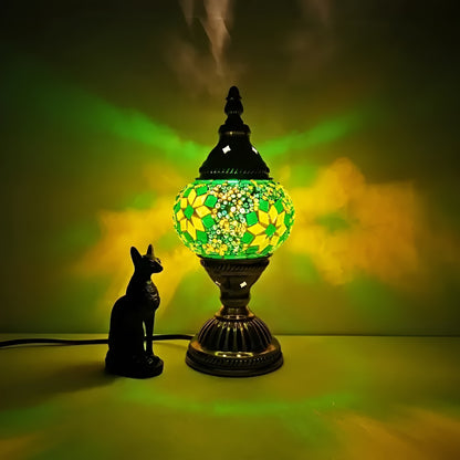 Vintage Mosaik Bordlampe – Håndlaget Dekorlampe i Farget Glass | Perfekt som Nattlys